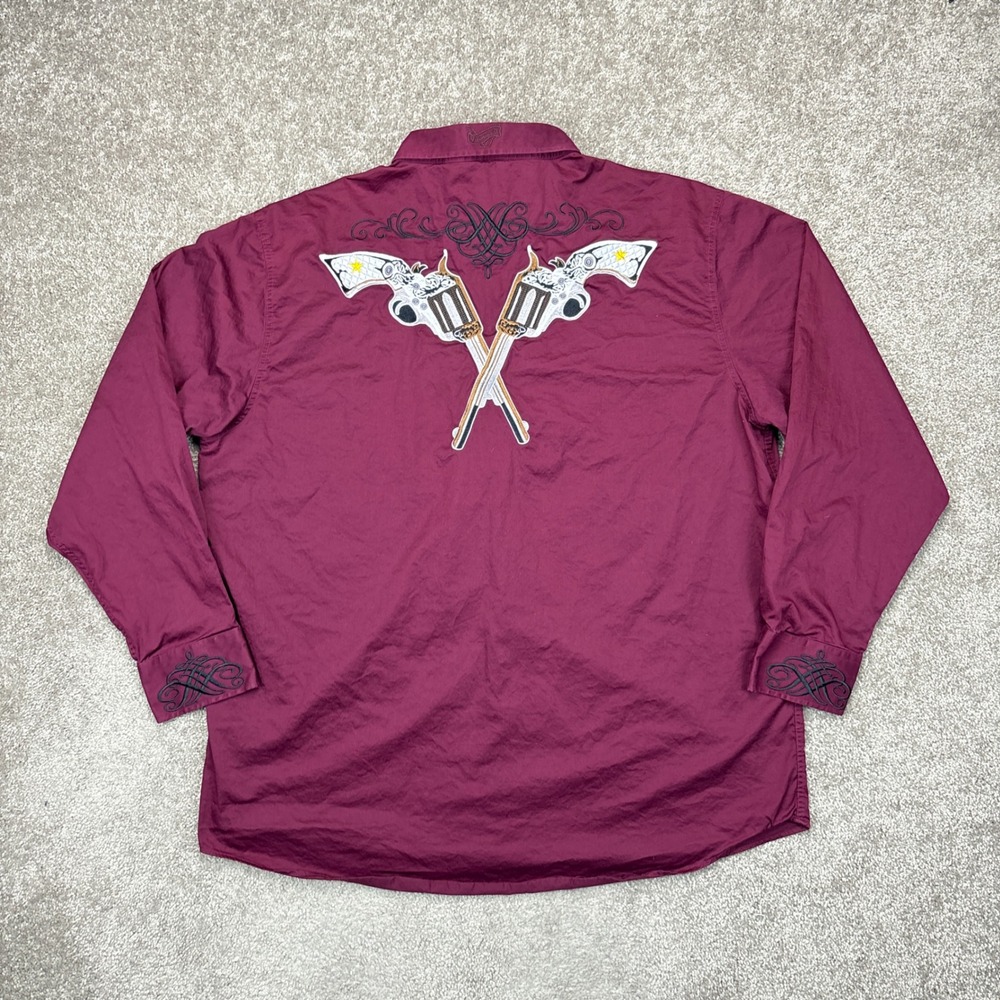Vaccari Rare Pistol Western Cowboy Pearl‎ Snap Shirt 2XL
